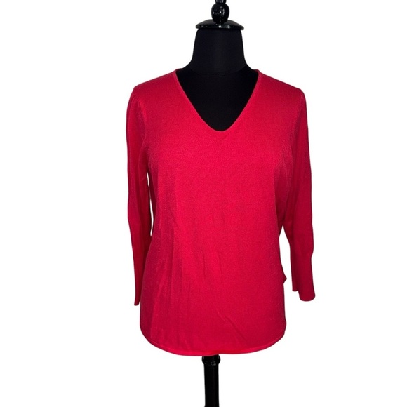 NIC+ZOE Vital V-neck Sweater - Plus 1X Red Rose - Picture 2 of 12